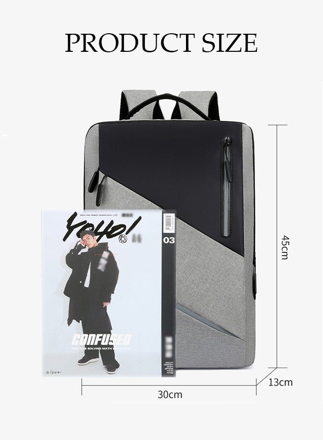 DUNISO Large Capacity Dual-Shoulder Computer Bag, High-Density Scratch Resistant And Waterproof Fabric Laptop Backpack With USB Charging Port, Comfortable Shoulder Strap And Reflective Logo,Grey - Image 2