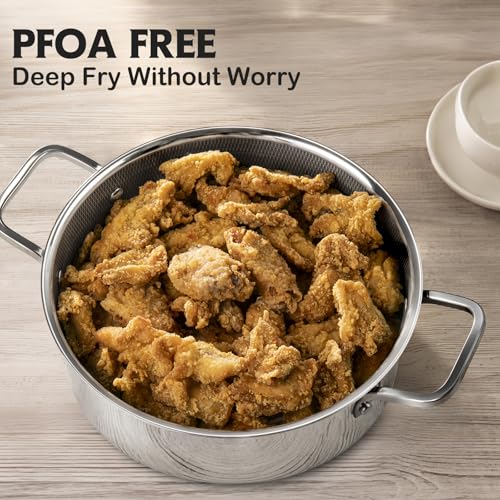 SNOWCLAD Saute Pan Set,Hybrid Non Stick 5 Quart Everyday Braiser pan,10 inch skillet,8 inch skillet,Chicken Fryer, PFOA Free Cookware,Deep Frying Pans with Lid,Dishwasher and Oven Safe,Works on All Cooktops - Image 3