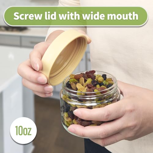 EONJOE 10 oz Glass Jars with Lids Meal Prep Portion Control Containers Pudding Yogurt Overnight Oats Salad Snack Cereal Candy Food Storage Cups Bowls Airtight - Image 3
