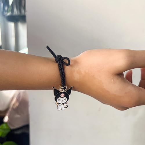 ZMANYIJEW Kuromi Bracelet Valentine Couple Rope Bracelets for Best Friend Cute Kuromi Bracelet (Black, Zinc Alloy) - Image 4