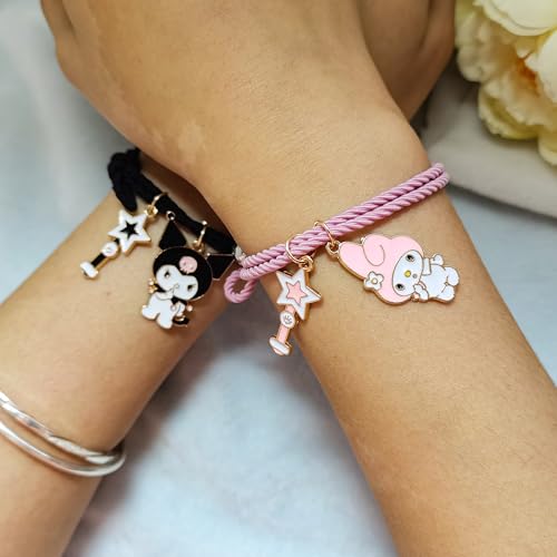 ZMANYIJEW Kuromi Bracelet Valentine Couple Rope Bracelets for Best Friend Cute Kuromi Bracelet (Black, Zinc Alloy) - Image 3