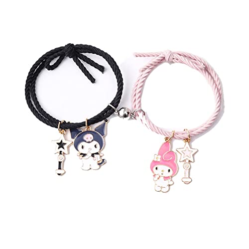 ZMANYIJEW Kuromi Bracelet Valentine Couple Rope Bracelets for Best Friend Cute Kuromi Bracelet (Black, Zinc Alloy) - Image 1