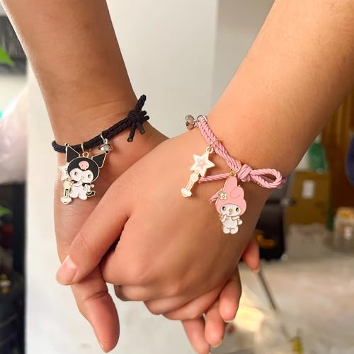 ZMANYIJEW Kuromi Bracelet Valentine Couple Rope Bracelets for Best Friend Cute Kuromi Bracelet (Black, Zinc Alloy) - Image 2