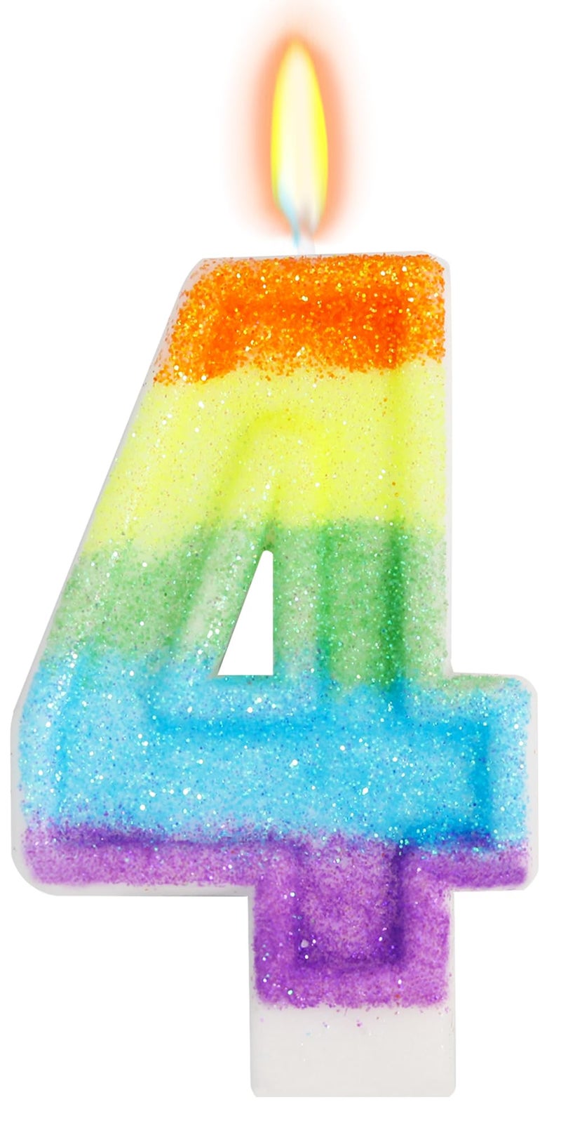 OGnomiFX Rainbow Candles for Birthday Cakes, Rainbow Themed Cake Topper Birthday Party Decorations, 4th Number Candle (Number 4) - Image 1