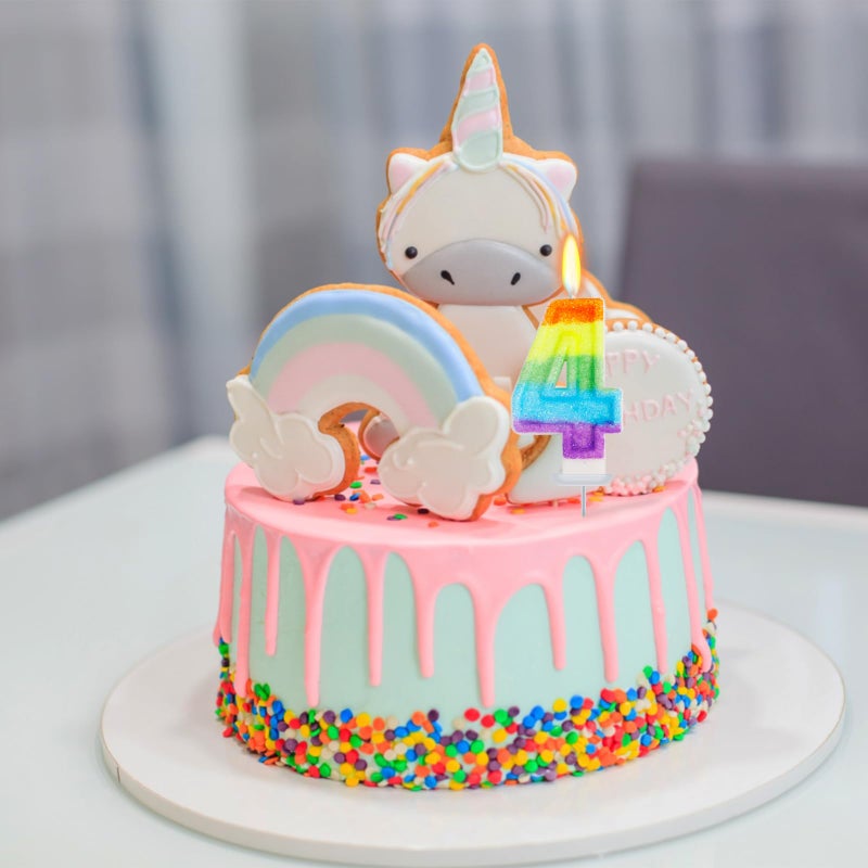 OGnomiFX Rainbow Candles for Birthday Cakes, Rainbow Themed Cake Topper Birthday Party Decorations, 4th Number Candle (Number 4) - Image 5