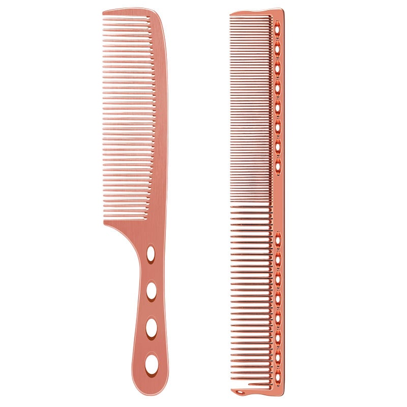 Hair Styling Comb2PCS Metal Combs For Hair WomenSpace Aluminum Stainless Steel Antistatic Sparse Haircut Comb Beauty Tool Rose Golden