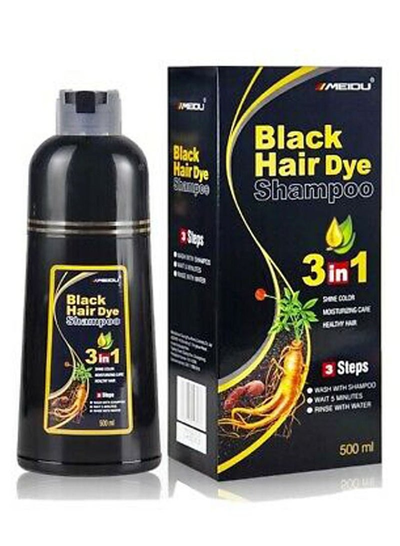 Meidu 3 In One Permanent Black Hair Dye Shampoo 500ml - Image 2