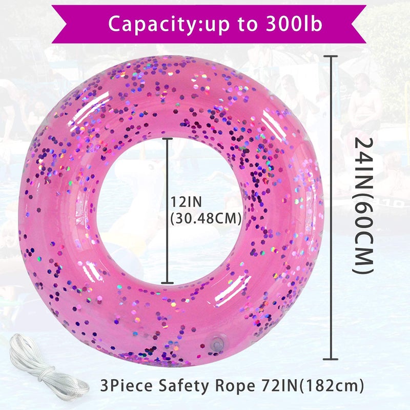 Animsco Pool Floats Kids 3 Pack, Inflatable Swim Rings for Kids Pool Tubes Toys, Pool Floats Ring Toys, Summer Beach Swimming Pool Floats Party Supplies + Patch&Tow Rope - Image 2