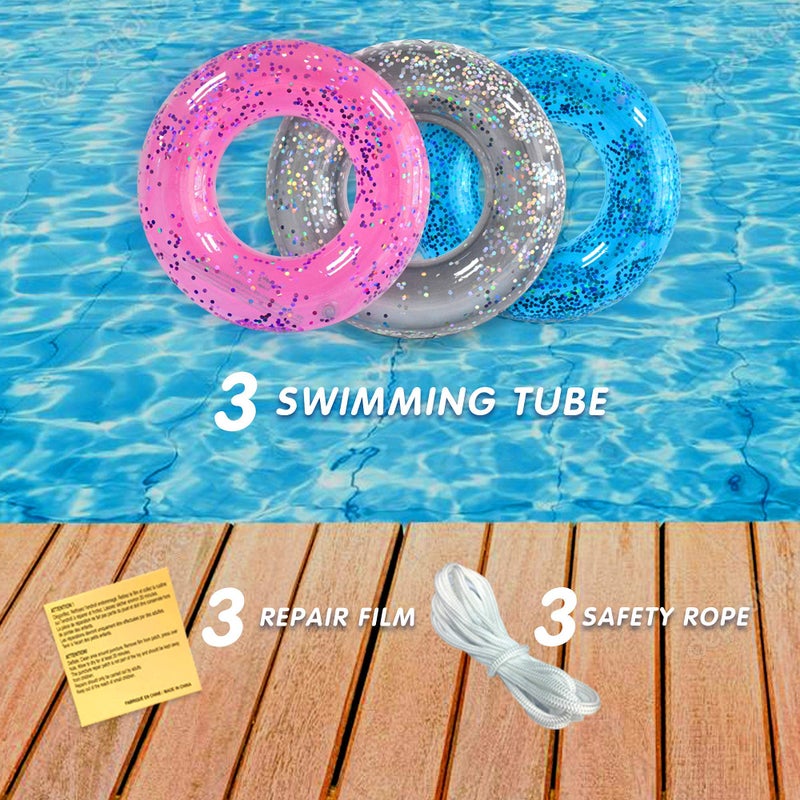 Animsco Pool Floats Kids 3 Pack, Inflatable Swim Rings for Kids Pool Tubes Toys, Pool Floats Ring Toys, Summer Beach Swimming Pool Floats Party Supplies + Patch&Tow Rope - Image 3