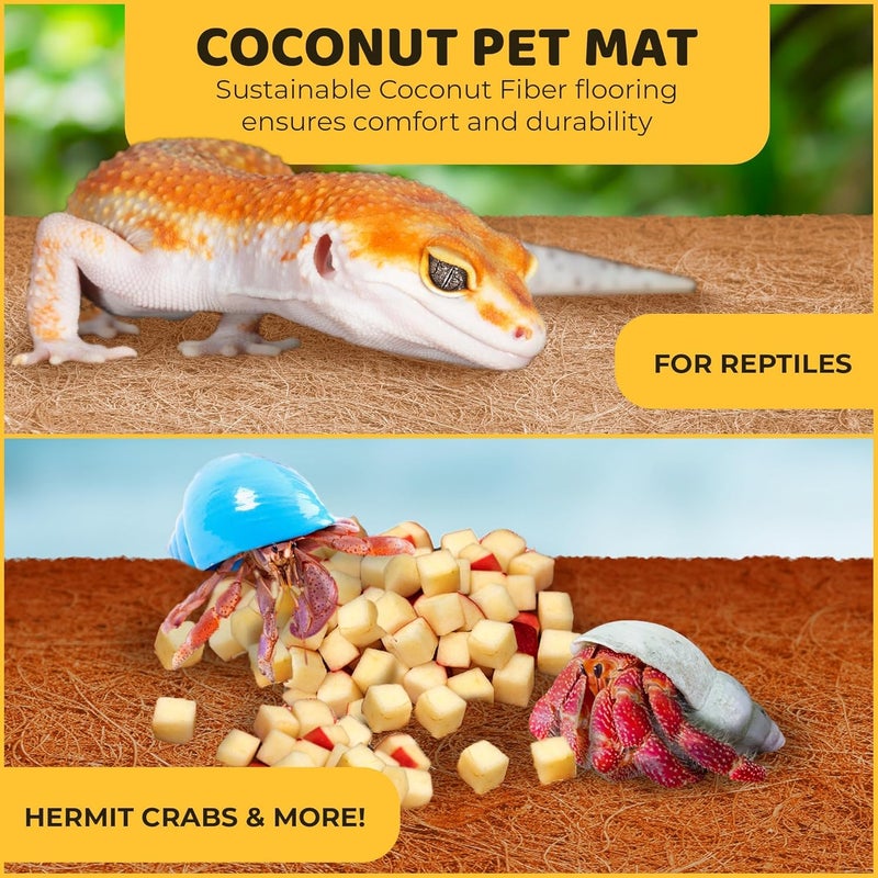 SunGrow Coco Fiber Hermit Crab & Reptile Carpet, Gecko Terrarium Liner, and Floor Bedding Substrate & Supplies, Climbing Wall Carpet & Mat for Hermit Crabs, 10" x 13", 1 Piece Per Pack - Image 3