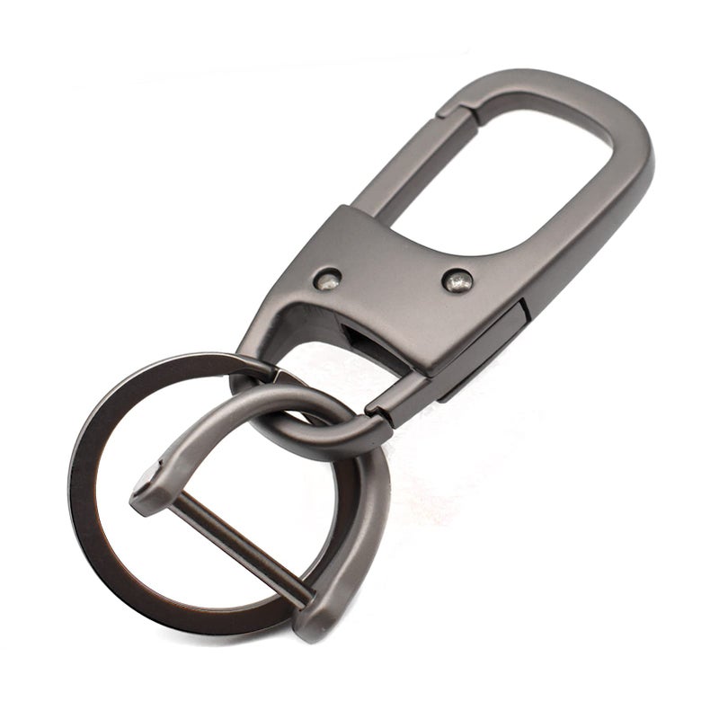 MECHCOS Metal Keychain Car Fob Key Chain Holder Clip with Detachable Valet Key Ring & Anti-Lost D-Ring for Men and Women - Gunmetal - Image 1
