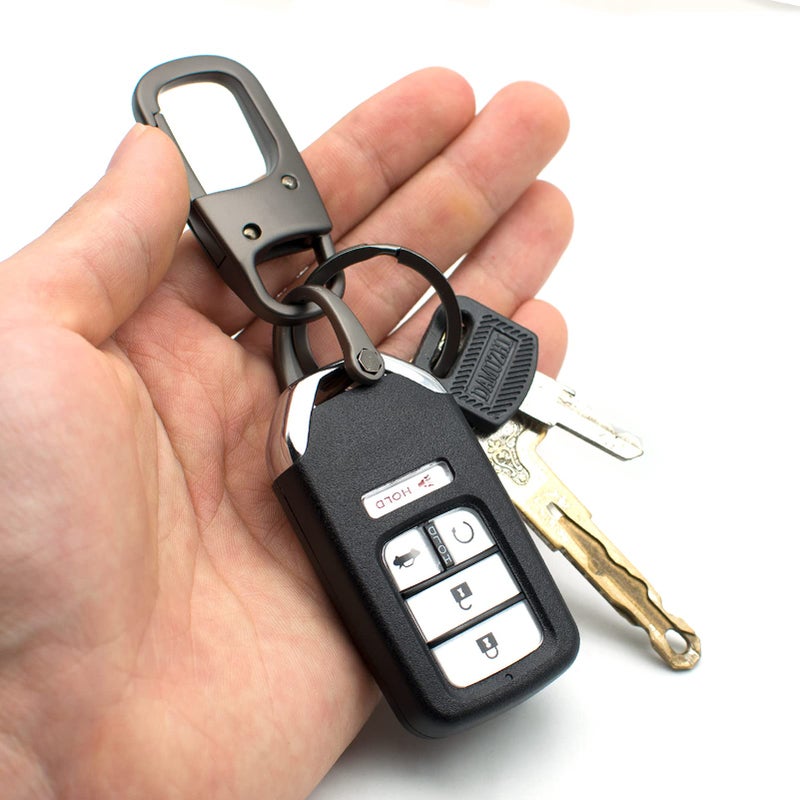 MECHCOS Metal Keychain Car Fob Key Chain Holder Clip with Detachable Valet Key Ring & Anti-Lost D-Ring for Men and Women - Gunmetal - Image 2
