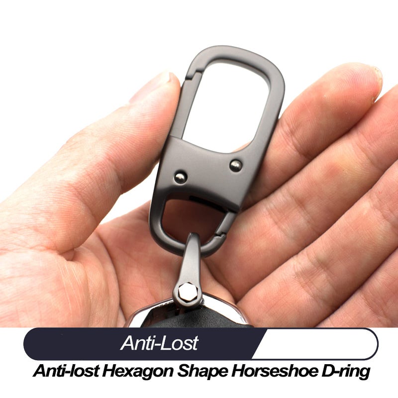 MECHCOS Metal Keychain Car Fob Key Chain Holder Clip with Detachable Valet Key Ring & Anti-Lost D-Ring for Men and Women - Gunmetal - Image 4