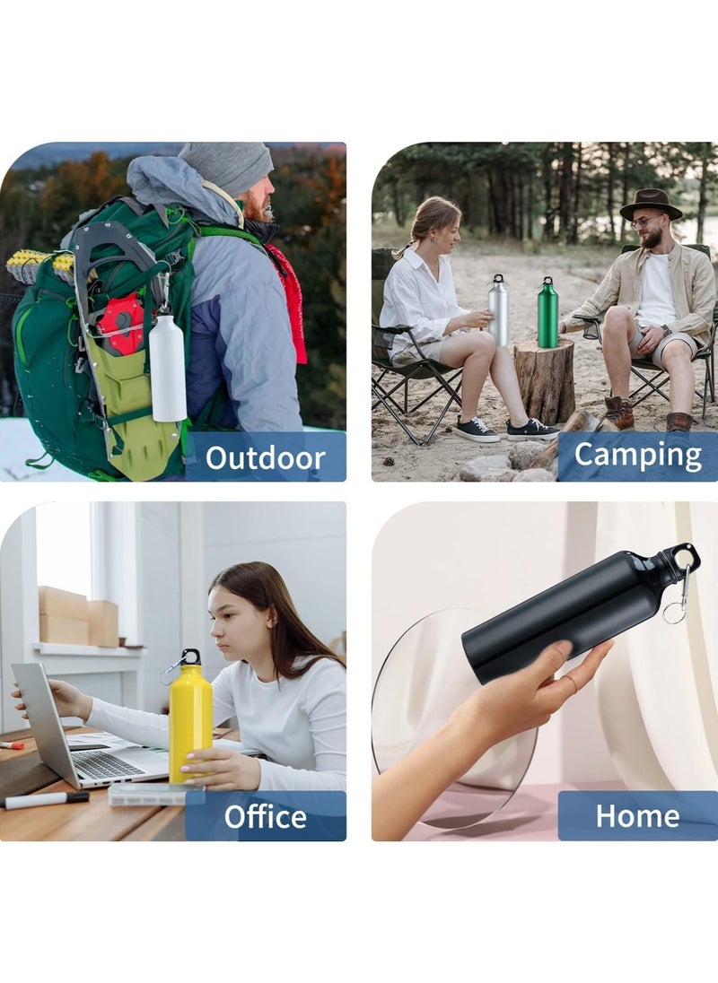 500ml Water Bottles with Carabiner, Portable Aluminum Reusable Leakproof Water Bottle for Sports, Hiking, Travel, Gym, Fitness