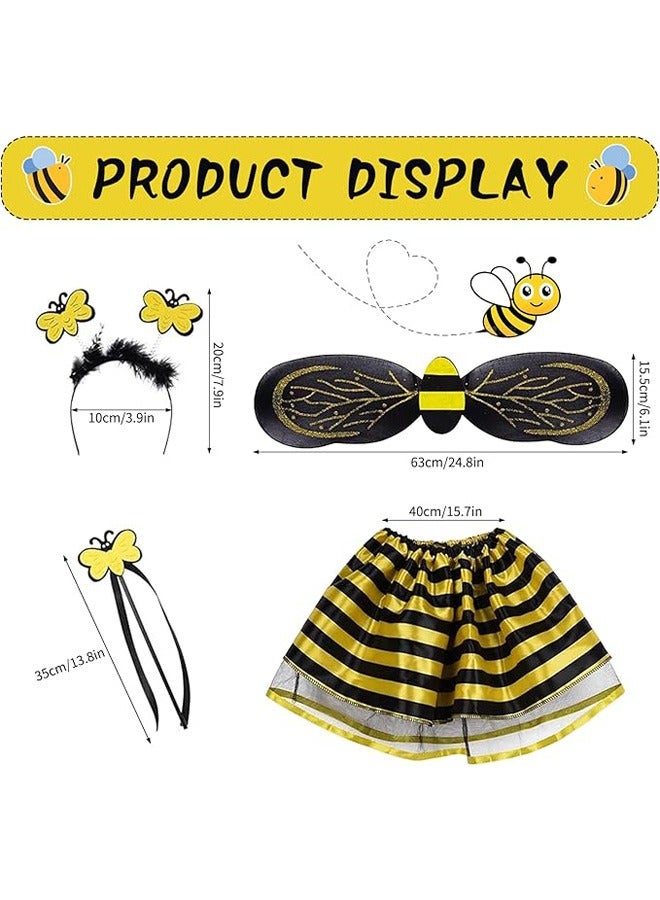 بيوينتي زي نحلة للبنات مكون من 4 قطع مع أجنحة وعصابة رأس وتنورة وعصا زي تنورة - Image 2