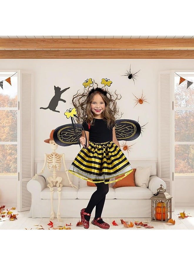 بيوينتي زي نحلة للبنات مكون من 4 قطع مع أجنحة وعصابة رأس وتنورة وعصا زي تنورة - Image 5