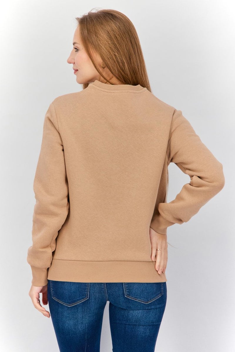 Cavalli Class Women Round Neck Animal Print Sweatshirt, Tan - Image 4