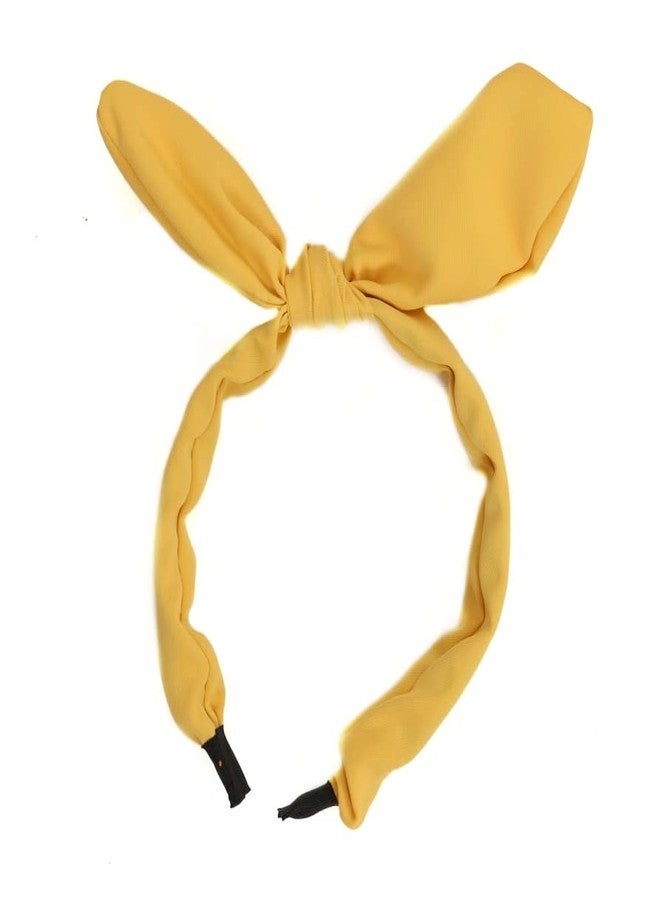 Yellow Bee Set of 3 Printed and Solid Hair Bands for Girls - Yellow - Image 4