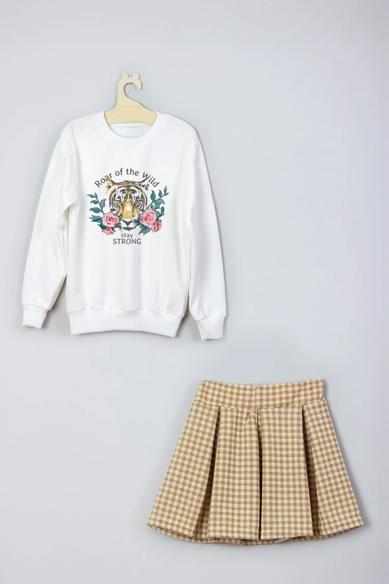 ادا بيبيك تشوكوك Ada Baby Kids New Season Natural Tiger Printed Skirt Sweat Suit