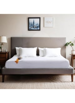 Waterproof Premium Mattress Protector 90X190Cm , 35X75 Inch White Terry Cotton Upto 30Cm Deep Pocket Hypoallergenic Breathable Mattress Protector Machine Washable