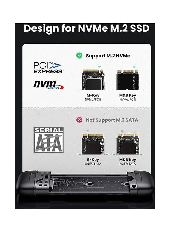 Ugreen 2-In-1 M.2 NVMe SSD Enclosure Adapter, Alluminum USB 3.1 GEN 2 10Gbps SSD Case USB A+C Connectors - Image 2