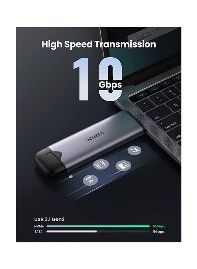 Ugreen 2-In-1 M.2 NVMe SSD Enclosure Adapter, Alluminum USB 3.1 GEN 2 10Gbps SSD Case USB A+C Connectors - Image 3