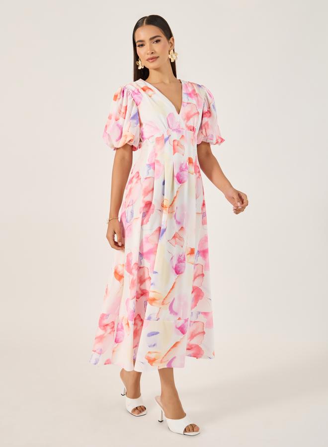 Styli Watercolor Puff Sleeve Dress  - Image 3