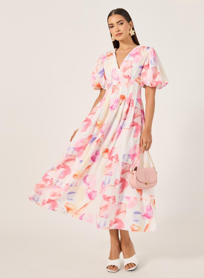 Styli Watercolor Puff Sleeve Dress  - Image 2