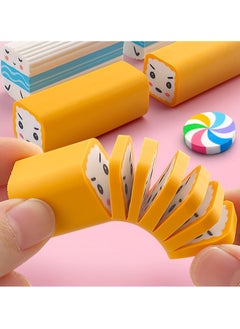 KASTWAVE Cute Cartoon Food Eraser, Sushi Desserts Desk Pet Erasers for Kids Cute Fun Erasers for Students Bulk Long Pencil Erasers for School Supplies Prize Gifts Party Favors 12 Pack  - Image 2