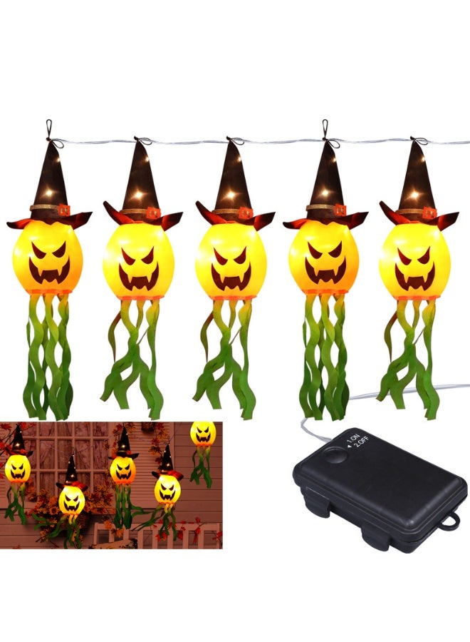 Pumpkin Lanterns Decorations Outdoor Hanging Lighted Decor 5 LED Colorful String Lights Battery Operated for Tree Outside Indoor Yard Garden Party Decor Halloween (Colorpumpkin) - Image 1