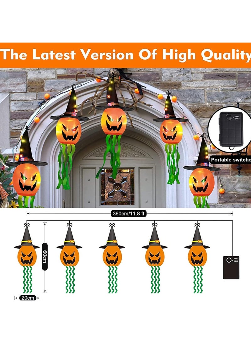 Pumpkin Lanterns Decorations Outdoor Hanging Lighted Decor 5 LED Colorful String Lights Battery Operated for Tree Outside Indoor Yard Garden Party Decor Halloween (Colorpumpkin) - Image 2