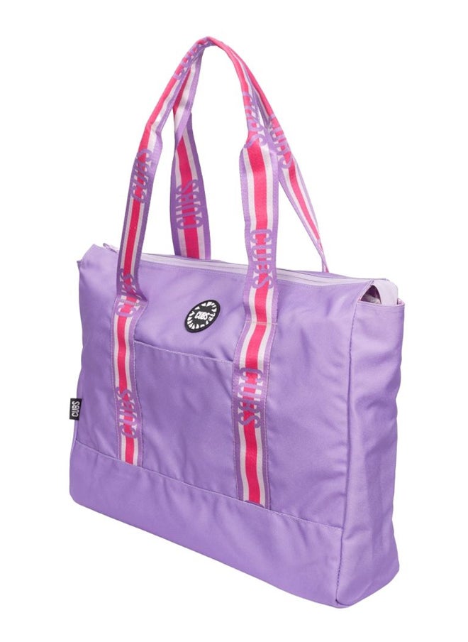 CUBS - Double Face Tote Bag Multicolor Large Lilac Plain & Tie Dye - Image 1
