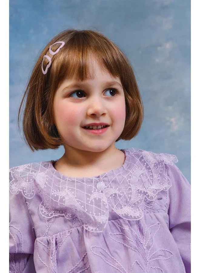 Perendi Girl's Baby Collar Flower-Embroidered Brocade Dress – Lined with Cotton Jersey