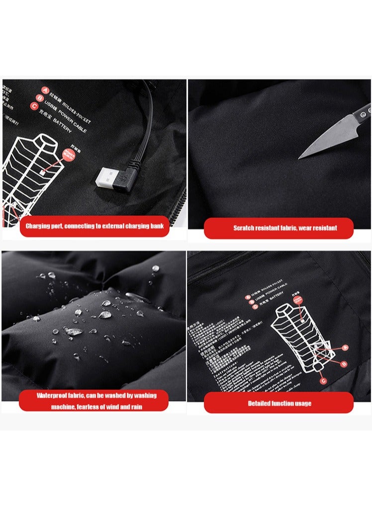 NIBEMINENT Men's USB Heating Warm Vest, Casual Hooded Winter Vest Without Power Bank For Outdoor Fishing Skiing Camping - Image 5