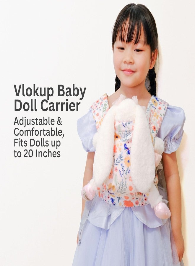 Vlokup Baby Doll Carrier, Adjustable Doll Carrier for Little Girls, Front & Back Wear, Made with Soft Fabric, Fits Dolls & Stuffed Animals up to 20 Inches, Wildflower - Image 5