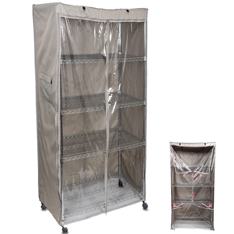 YLOVAN Storage Shelf Cover Wire Rack Shelving Dust Protective Fits Racks 36Wx19Dx72H One Side See Through Panel Cover only