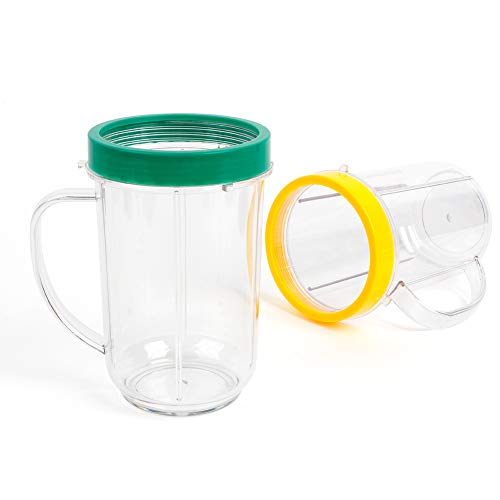 UHAPEER 16OZ Replacement Cups for Magic Bullet, 6Pcs/Set Parts Compatible with 250W Magic Bullet Blender MB1001, Include 16oz Mug Cups with Handle, Stay Fresh Lids, Colored Lips Rings - Image 5