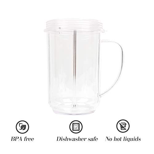 UHAPEER 16OZ Replacement Cups for Magic Bullet, 6Pcs/Set Parts Compatible with 250W Magic Bullet Blender MB1001, Include 16oz Mug Cups with Handle, Stay Fresh Lids, Colored Lips Rings - Image 3