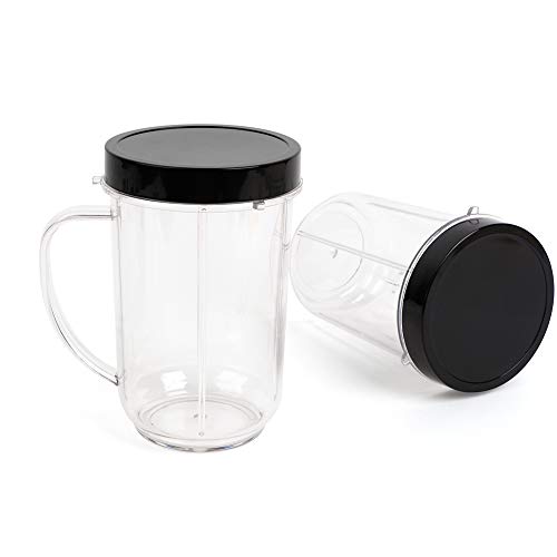 UHAPEER 16OZ Replacement Cups for Magic Bullet, 6Pcs/Set Parts Compatible with 250W Magic Bullet Blender MB1001, Include 16oz Mug Cups with Handle, Stay Fresh Lids, Colored Lips Rings - Image 4