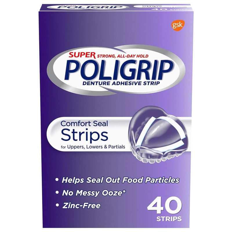Poligrip شرائط لاصق طقم الأسنان سوبر بوليجرينب - 40 قطعة (عبوة من 3) - Image 1