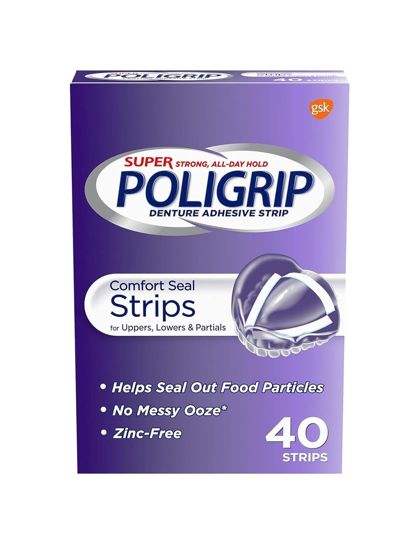 Poligrip Super Poligrip Denture Adhesive Comfort Seal Strips-40 ct (Pack of 3) - Image 1