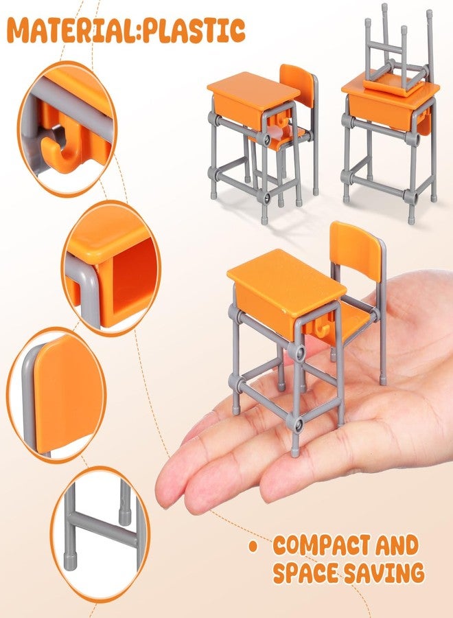 Garneck 4 Sets Miniature School Desk and Chair Model Dollhouse Classroom Decor Mini Furniture Set Realistic Dollhouse School Accessories - Image 5