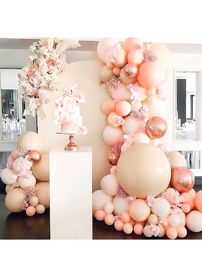 PartyWoo Pastel Peachy Pink Balloons, 142 Pcs Peachy Pink Balloons Different Sizes Pack Of 18 Inch 12 Inch 10 Inch 5 Inch Pink Balloons For Balloon Garland Balloon Arch As Party Decorations, Pink-Q21  - Image 5
