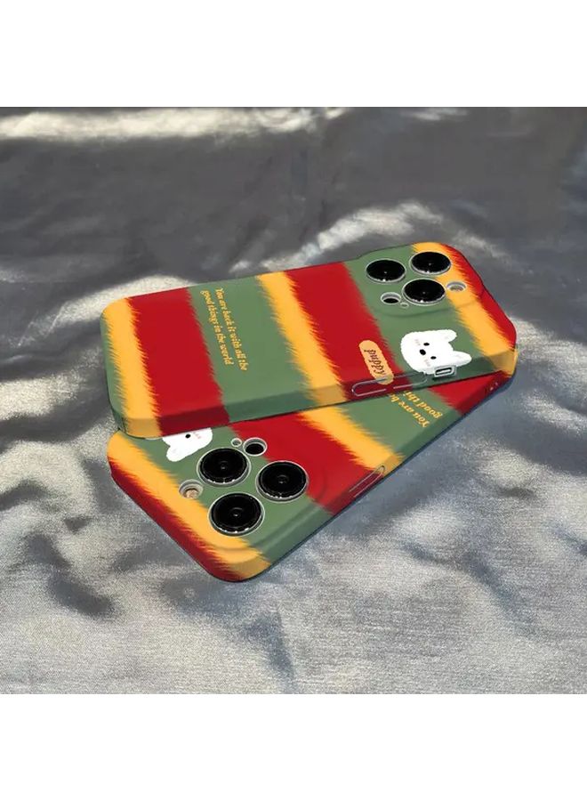 Stripe Pattern Design Phone Case For iPhone 14 Plus Mixed Color 3 Protective Cover - Image 1