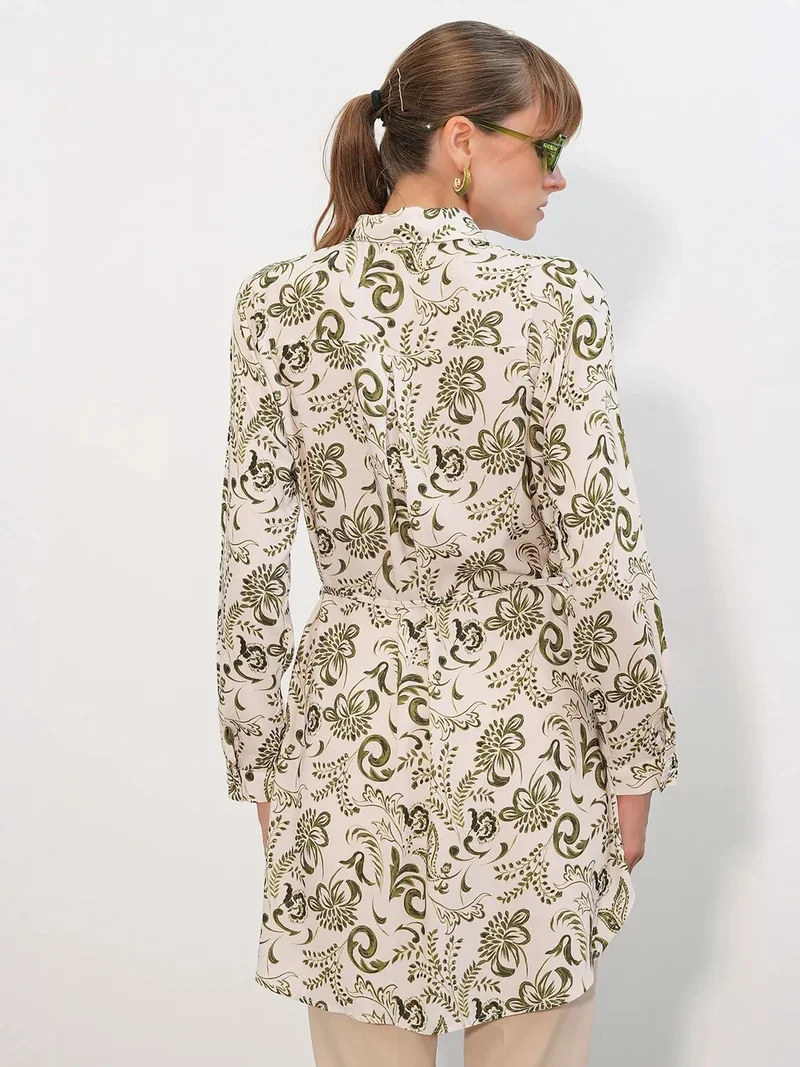 Big Dart Multicolor BDART Floral Viscose Crepe Belted Long Shirt for Women | Best Price UAE