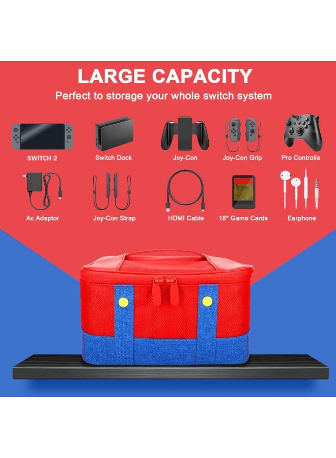 RISLG Cute Switch Carry Case for Switch 2 and Switch OLED, Portable Soft Shell Waterproof Protective Storage Travel Carrying Case Messenger Bag Oxford for NS SD Console Dock JoyCons Accessories - Image 2