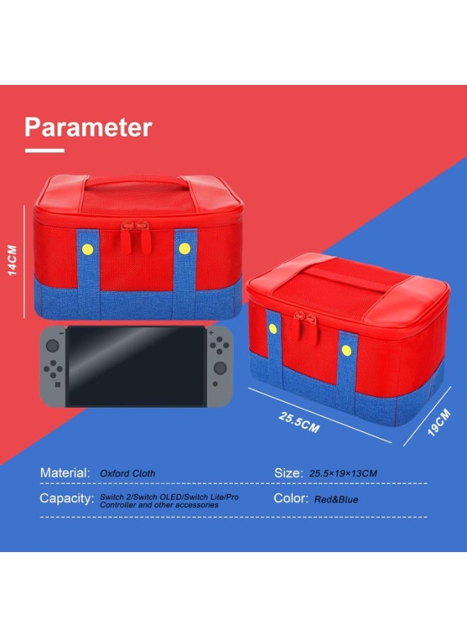 RISLG Cute Switch Carry Case for Switch 2 and Switch OLED, Portable Soft Shell Waterproof Protective Storage Travel Carrying Case Messenger Bag Oxford for NS SD Console Dock JoyCons Accessories - Image 5