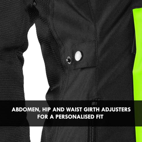 Rynox Air GT 4 Women Jacket - Mesh Motorcycle Riding Jacket | Impact Protection | Abrasion Resistance - Black Hi-Viz Green, Small - Image 3