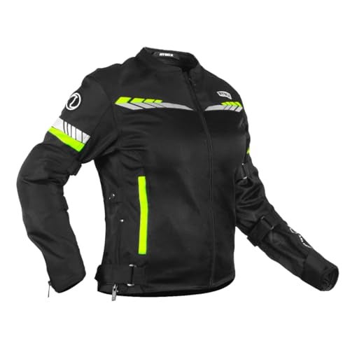 Rynox Air GT 4 Women Jacket - Mesh Motorcycle Riding Jacket | Impact Protection | Abrasion Resistance - Black Hi-Viz Green, Small - Image 1
