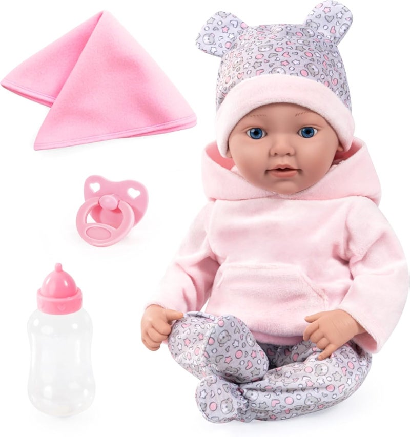 Bayer Design 93827AD Reborn Baby Doll Lifelike Realistic Dummy Bottle Blanket 38cm